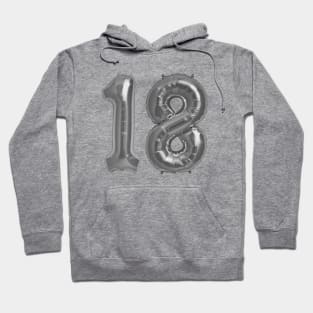 Silver 18th Birthday Metallic Helium Balloons Numbers Hoodie